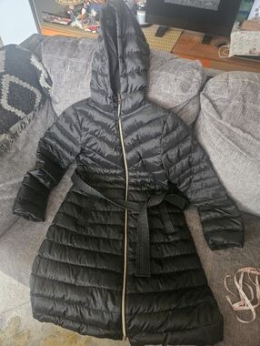 Lightweight Down/Feather Filled Micheal Kors Oversized Black Puffer Long Jacket.